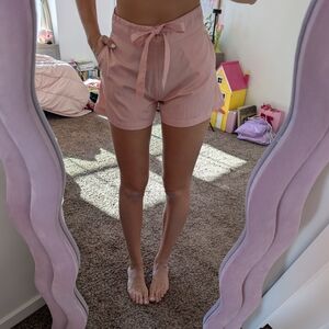 Pink Striped Women's High Waisted Shorts Size Small